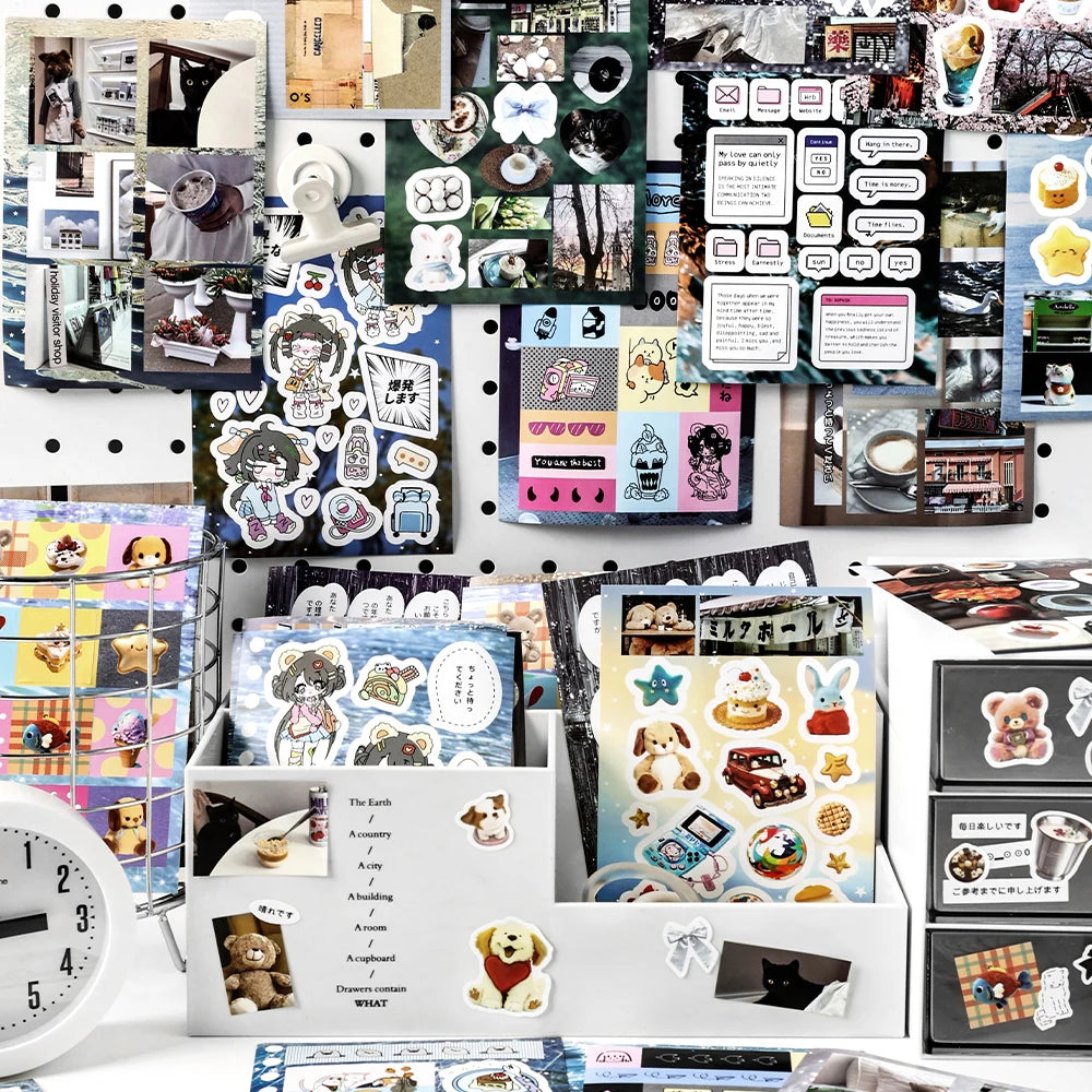 20-Piece Vintage Label PET Scenery Stickers for Scrapbooking & Crafts
