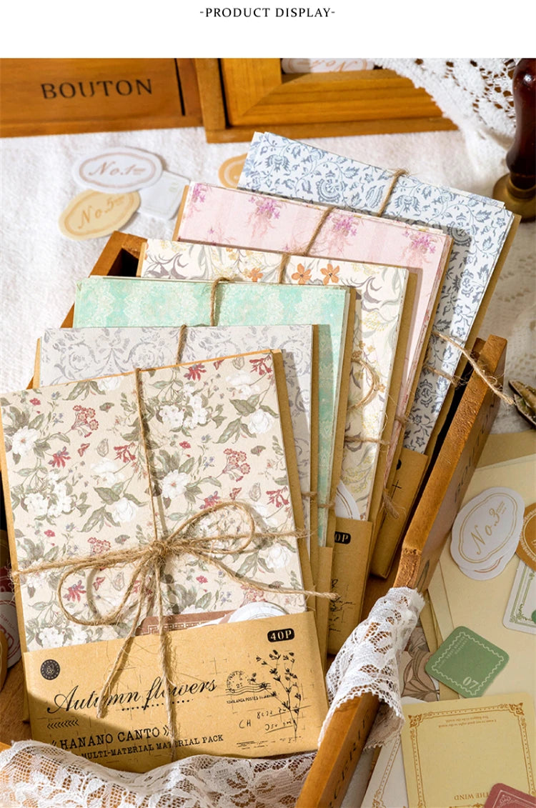 6-Style Vintage Plant Paper Set for Journaling & Scrapbooking Crafts