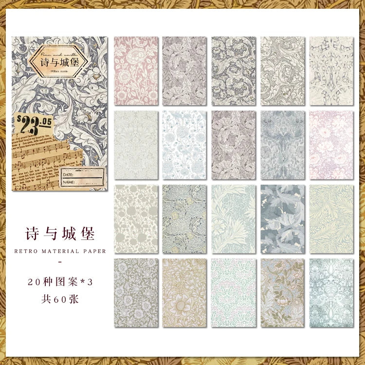 60-Piece Vintage Literature & Art Hand Tent Paper Set