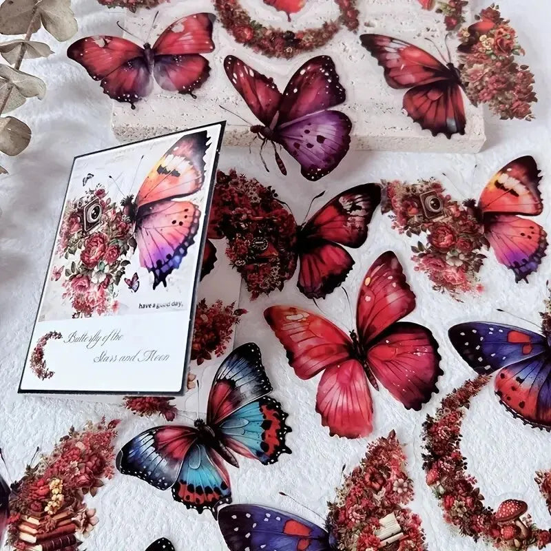 30-Piece Butterfly & Flower Decorative Stickers for Crafts & Journals