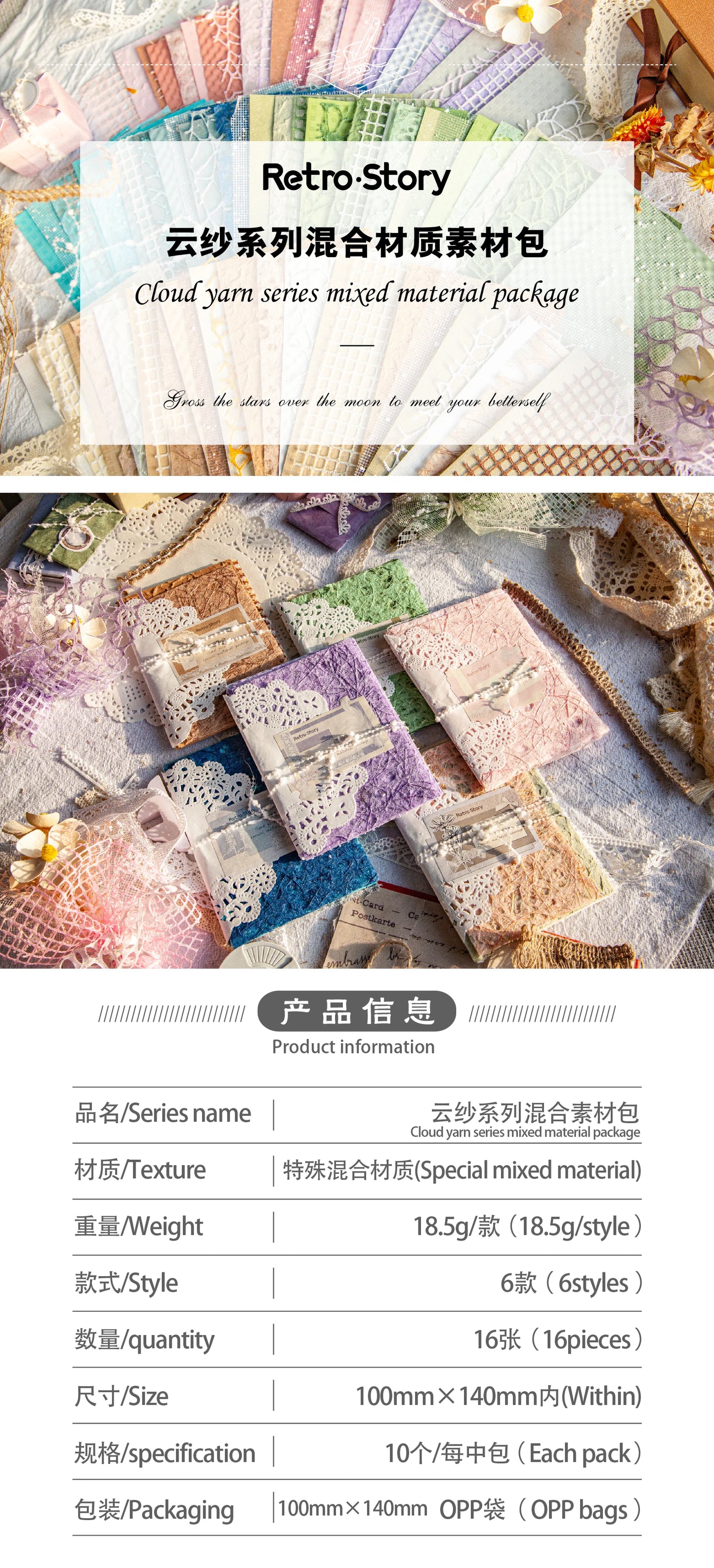 16-Piece Vintage Lace Paper Set for Scrapbooking and Journaling