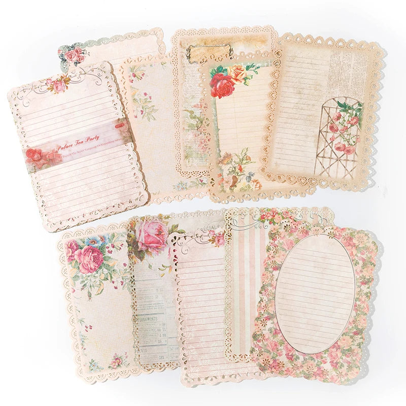 10-Piece Vintage Floral Lace Paper Set for Scrapbooking and Crafting