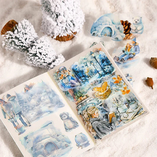 20 Sheets PET Die-Cut Stickers Featuring Four-Season Scenery Designs