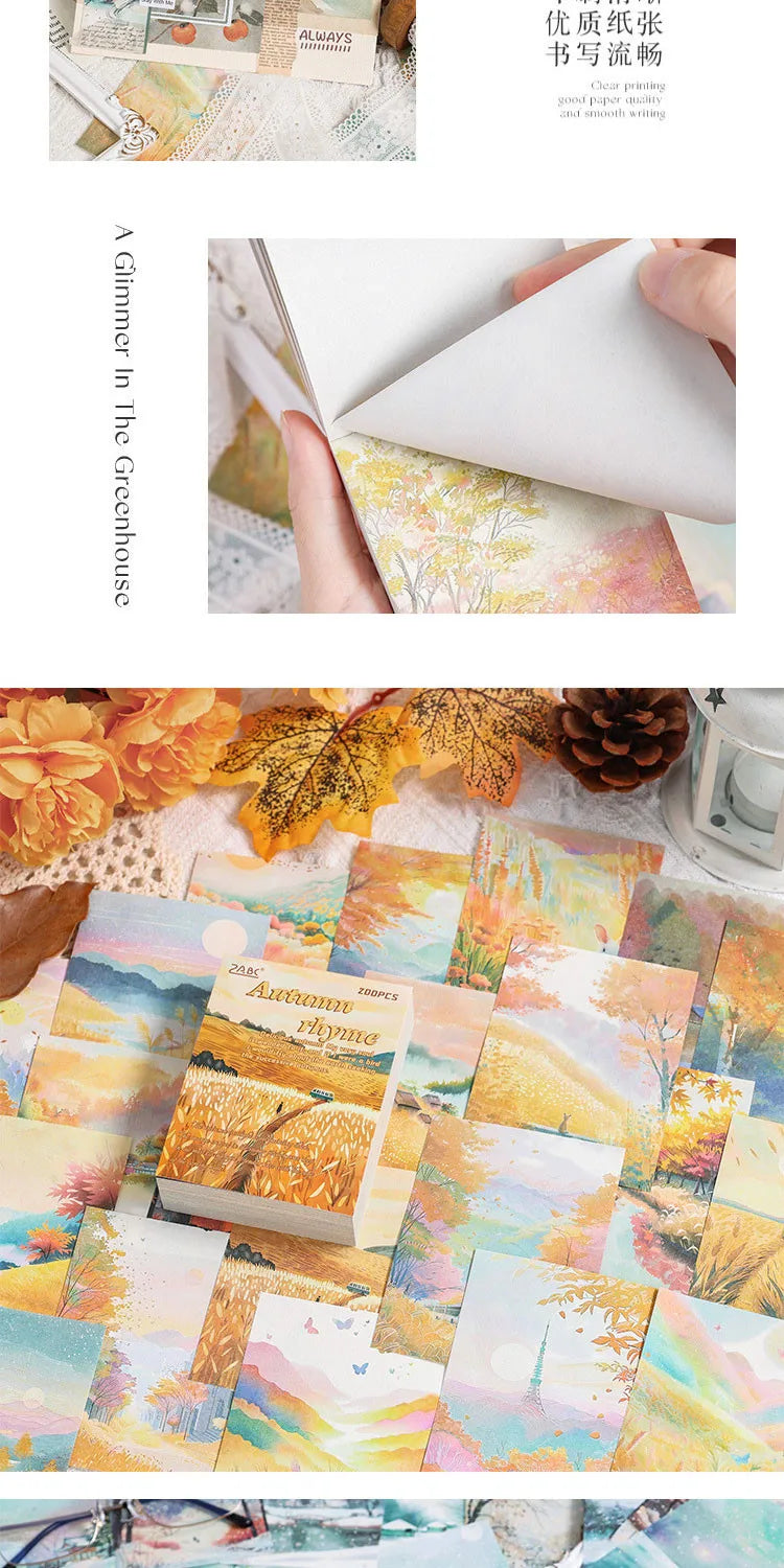 200-Sheet Scrapbook Paper Set with Scenic Landscape Designs for Crafting