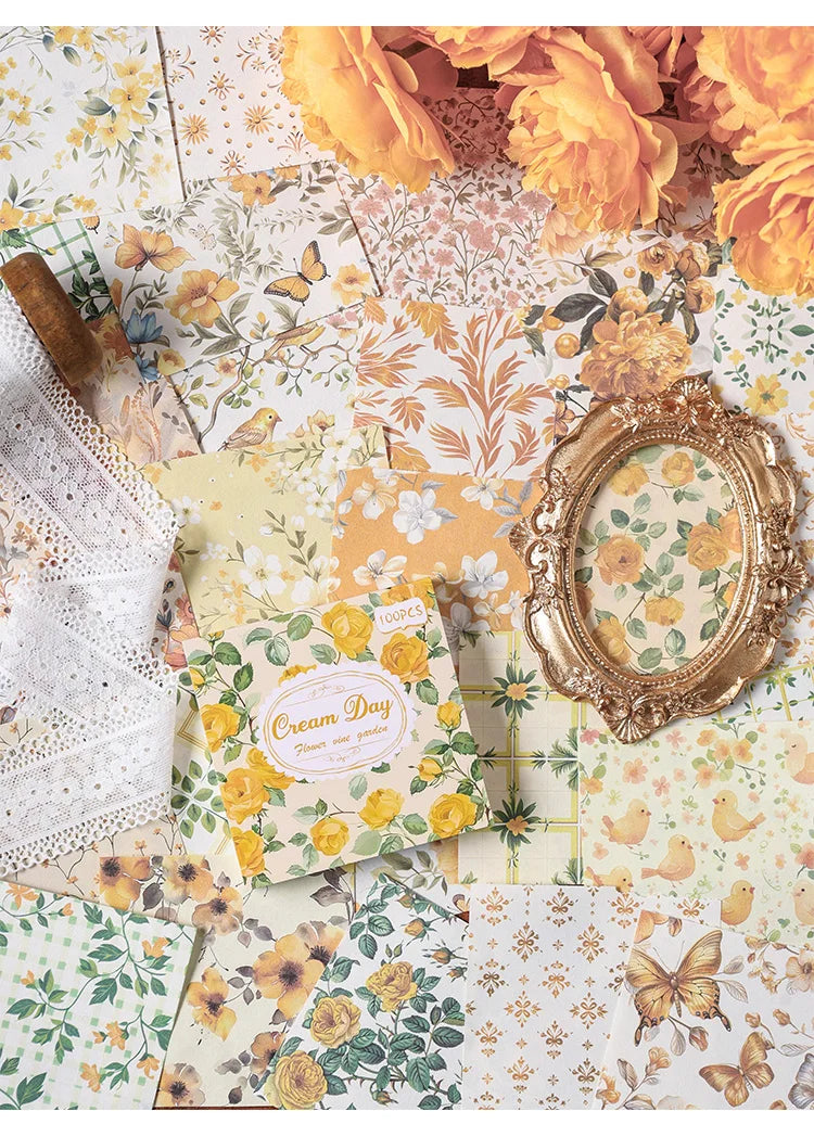 100-Piece Vintage Paper Set for Scrapbooking and Crafting Projects