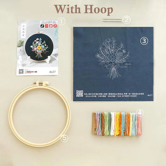 DIY Flower Embroidery Kit for Beginners – Complete Craft Set