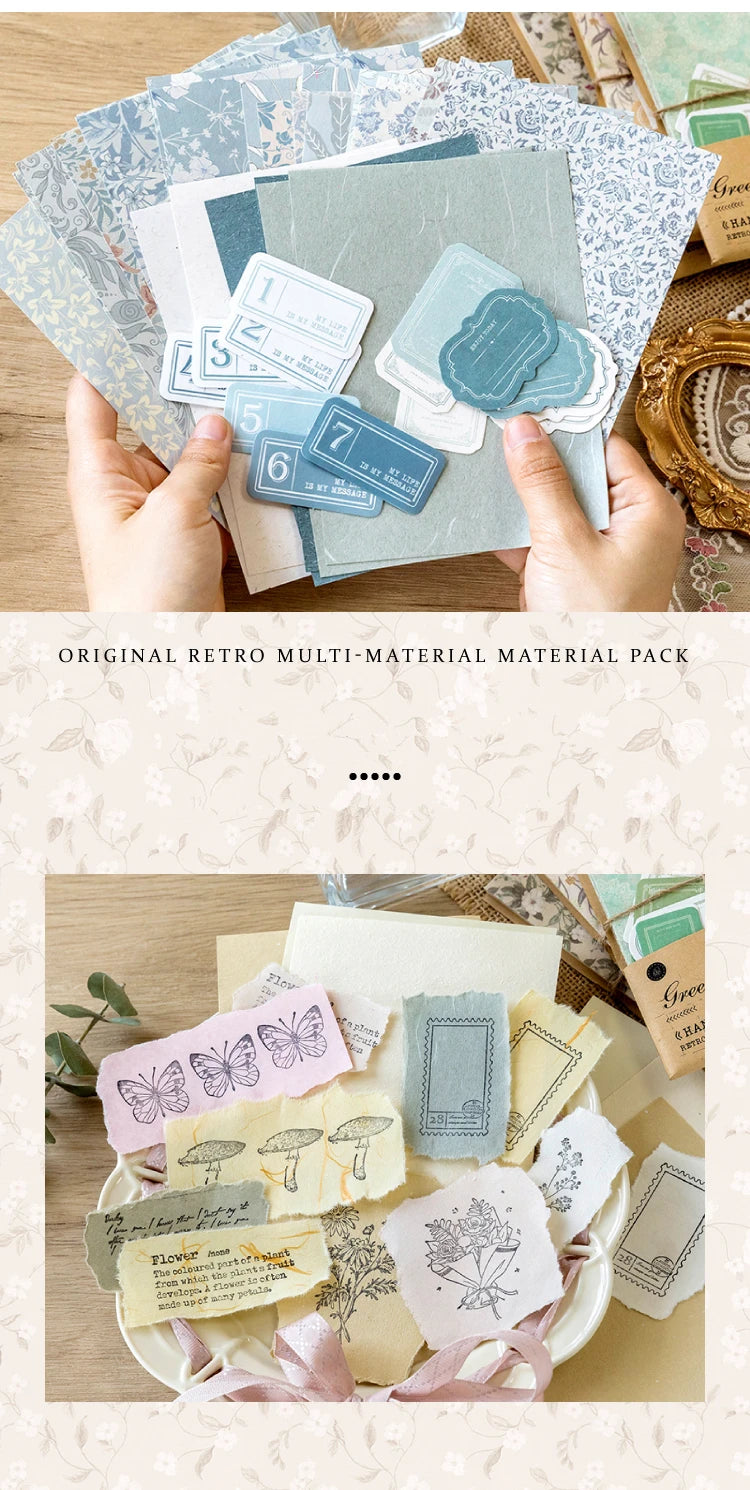 6-Style Vintage Plant Paper Set for Journaling & Scrapbooking Crafts