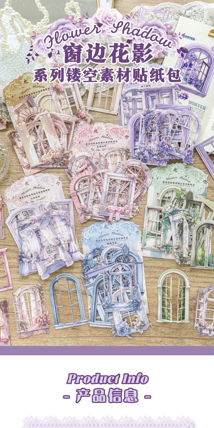 10pcs Window Flower Collage Paper Set for Scrapbooking & Journals
