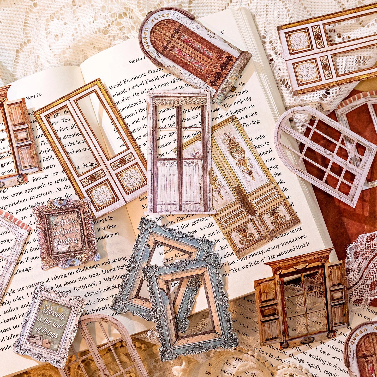 30-Piece Floating Kawaii Baroque Stickers for Scrapbooking & DIY Crafts