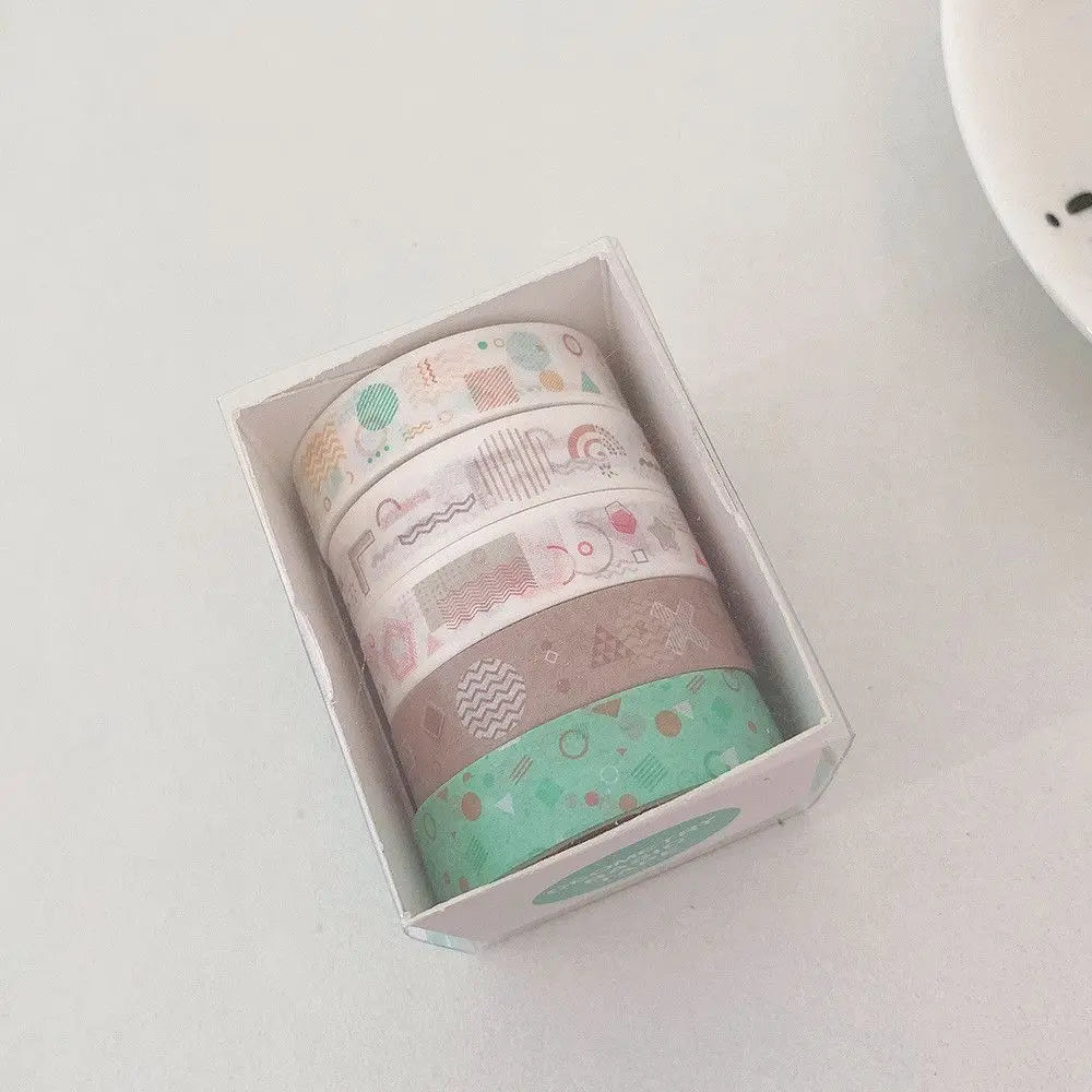 5-Piece Multicolor Washi Tape Set for Scrapbooking, Journaling, Crafts