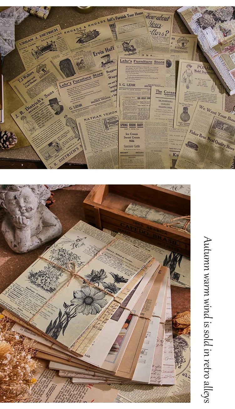 30-Piece Vintage Large Paper Set for Scrapbooking & DIY Projects
