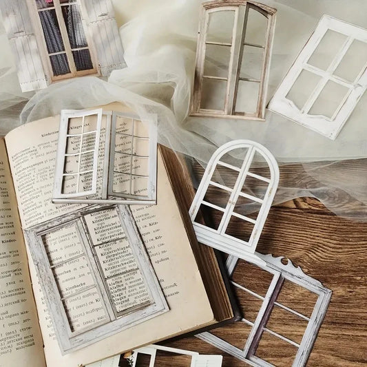 10-Piece Laser-Cut Hollow Doors & Windows Stickers for Scrapbooking