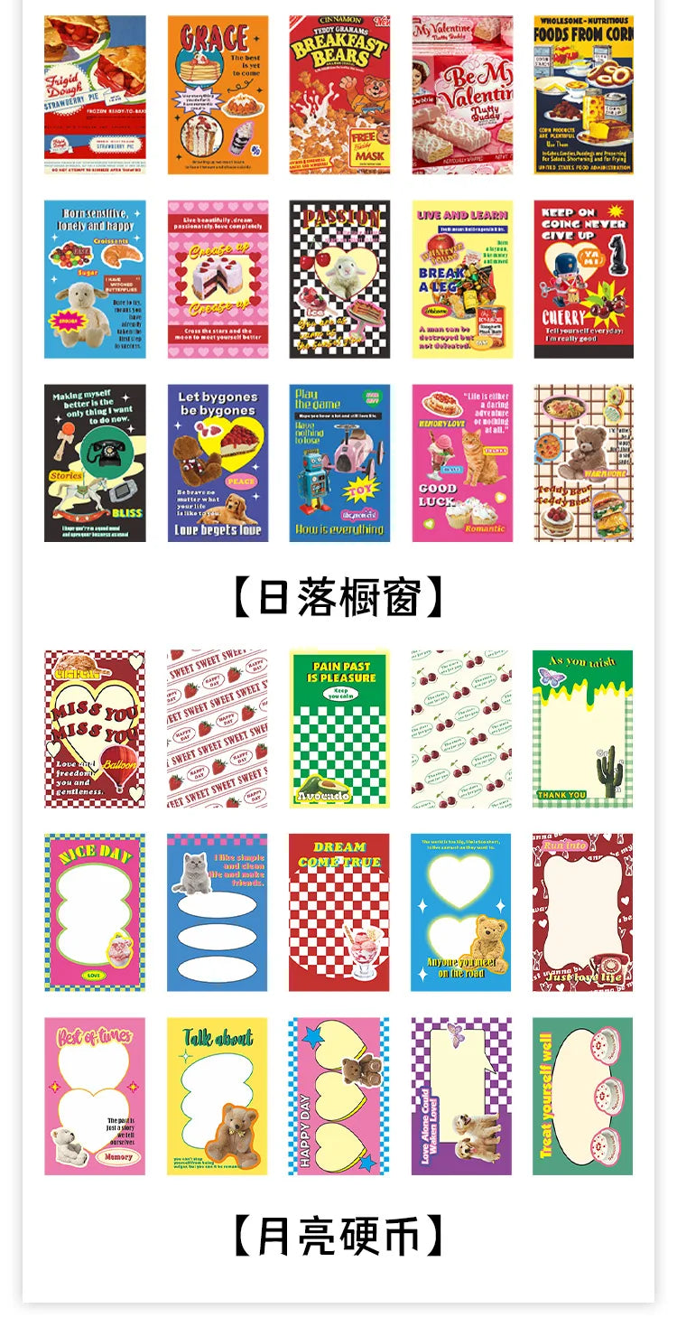 30-Piece Cute Retro Poster Paper Set for Scrapbooking & Journaling
