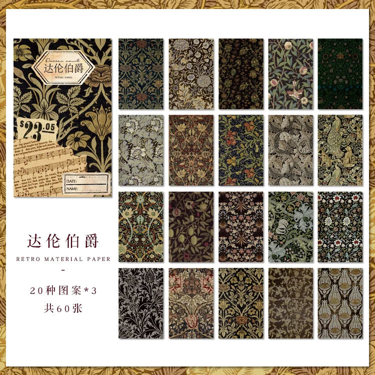 60-Piece Vintage Literature & Art Hand Tent Paper Set