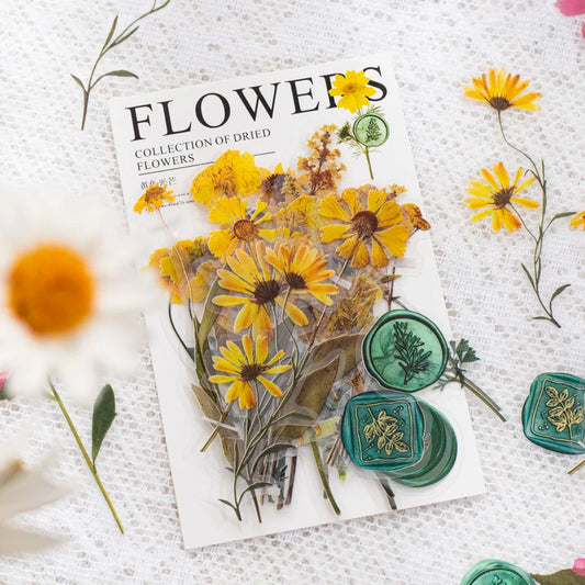 40-Piece Vintage Dried Flower & Leaf Sticker Set for Crafts