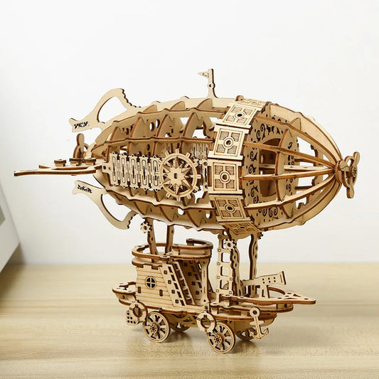 Creative 3D Airship Wooden Puzzle Kit – DIY Model for All Ages