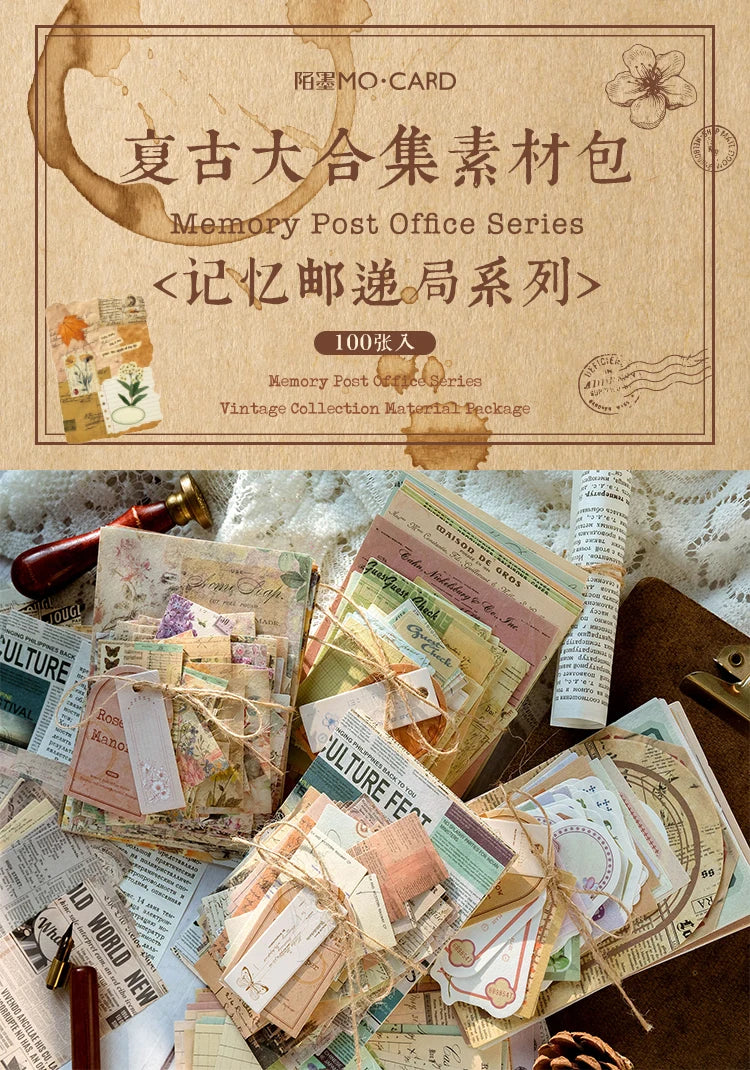 100-Piece Vintage Aesthetic Paper Set for Journaling & Scrapbooking Crafts