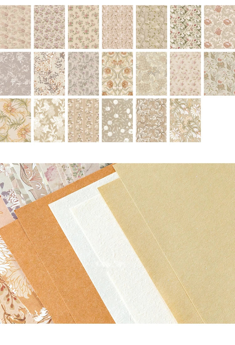 6-Style Vintage Plant Paper Set for Journaling & Scrapbooking Crafts