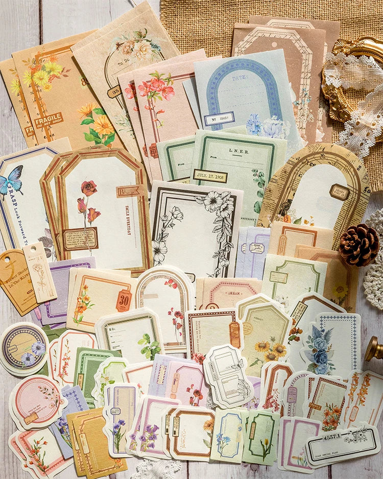 100-Piece Vintage Aesthetic Paper Set for Journaling & Scrapbooking Crafts