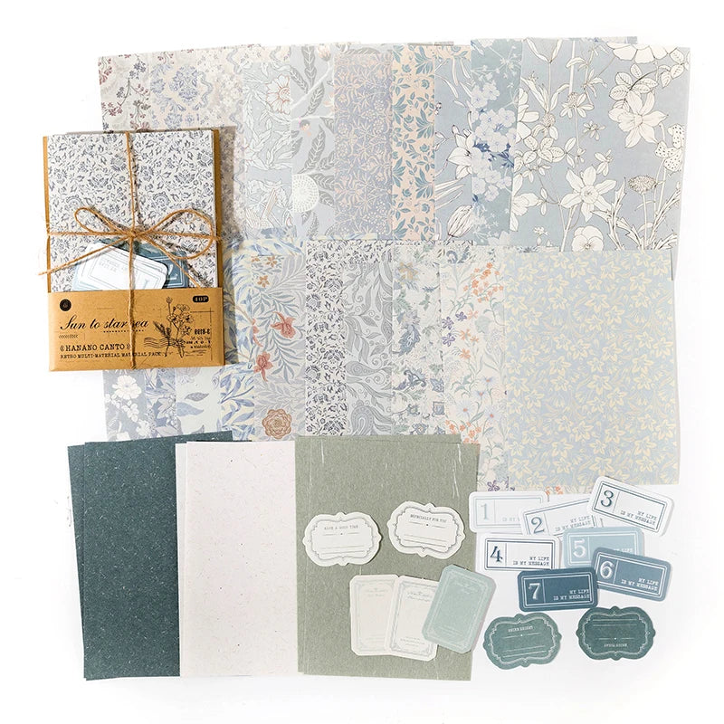6-Style Vintage Plant Paper Set for Journaling & Scrapbooking Crafts