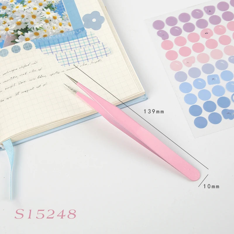 8-Style Candy Color Tweezers – Precision Stainless Steel Tool Set