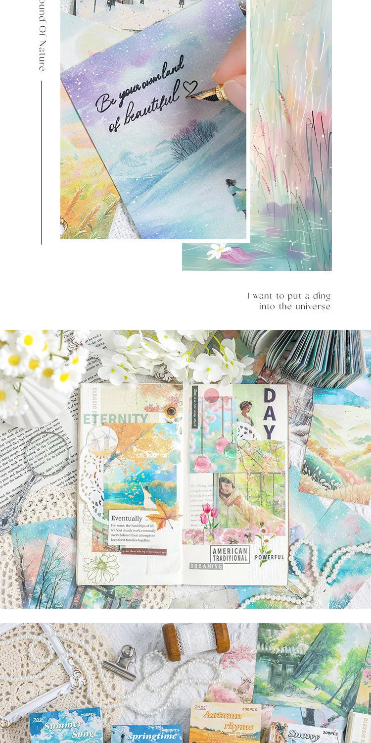 200-Sheet Scrapbook Paper Set with Scenic Landscape Designs for Crafting
