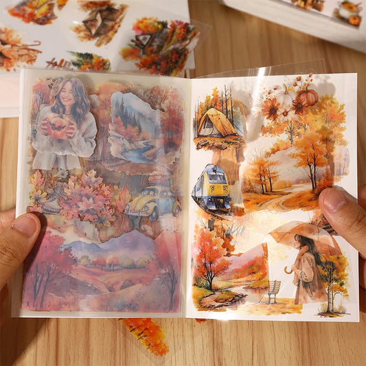 20-Sheet PET Die-Cut Sticker Book with Four-Season Scenery Designs