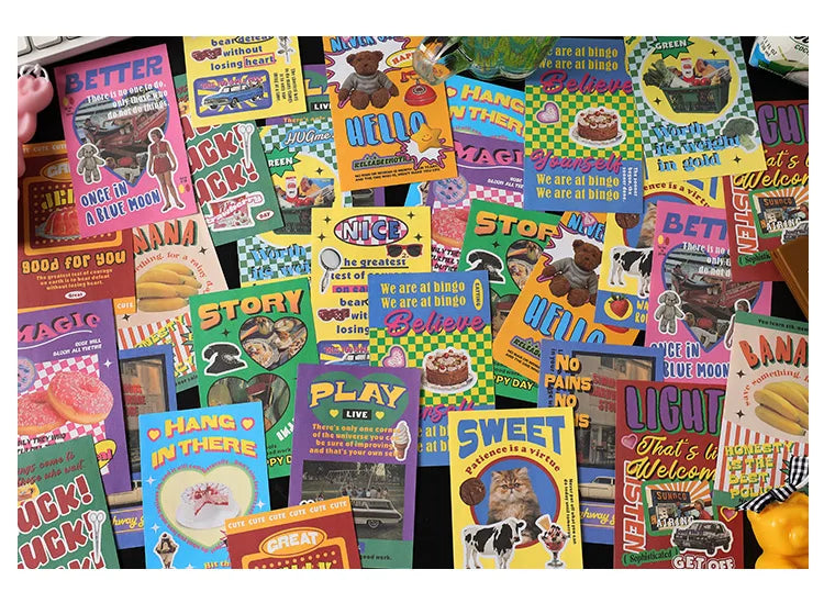 30-Piece Cute Retro Poster Paper Set for Scrapbooking & Journaling