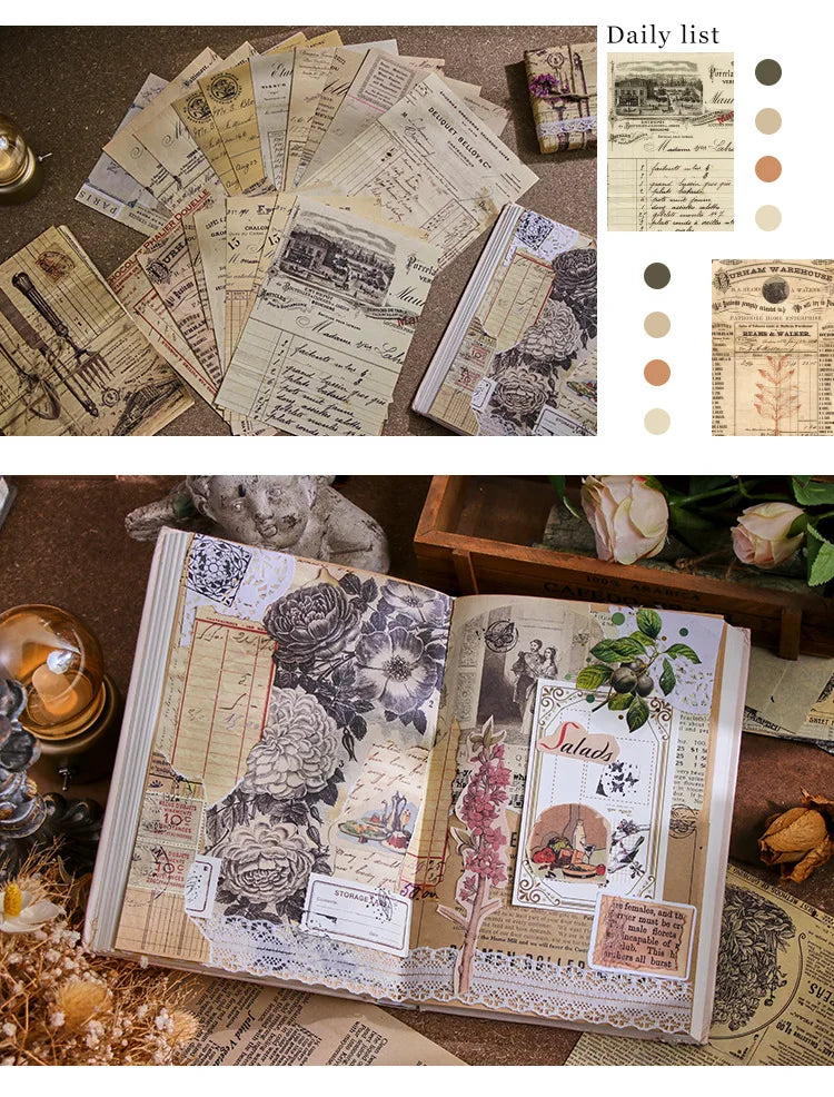 30-Piece Vintage Large Paper Set for Scrapbooking & DIY Projects