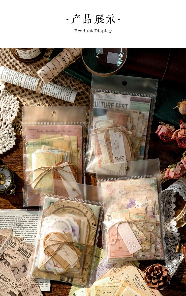 100-Piece Vintage Aesthetic Paper Set for Journaling & Scrapbooking Crafts