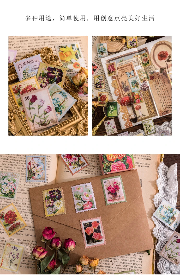 46-Piece Vintage Bronzing Stamp Stickers for Scrapbooking and Journaling