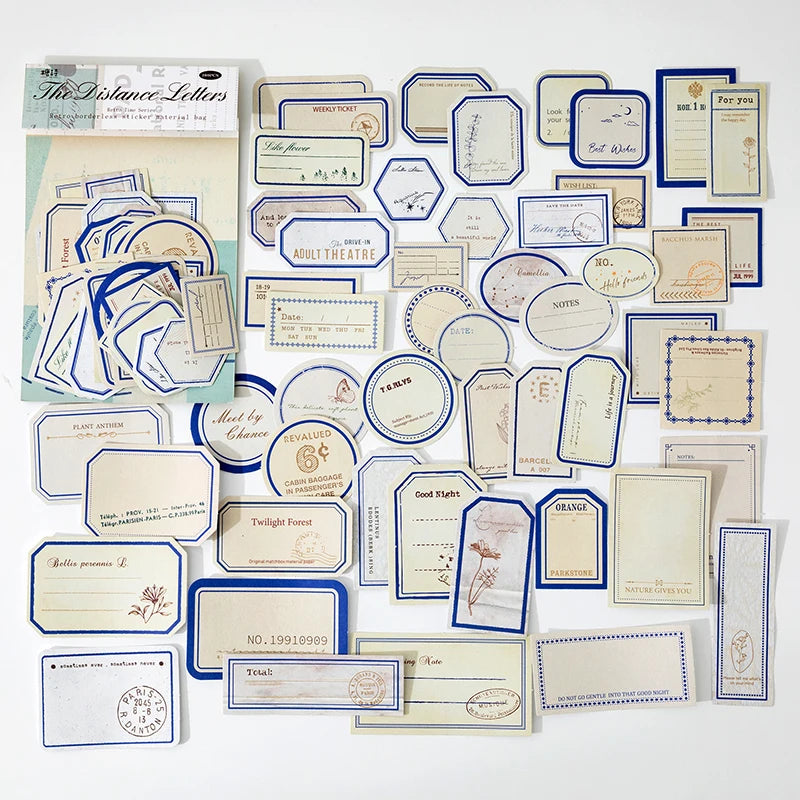 50-Piece Vintage Sticker Set for Scrapbooking, Journaling, and Crafts