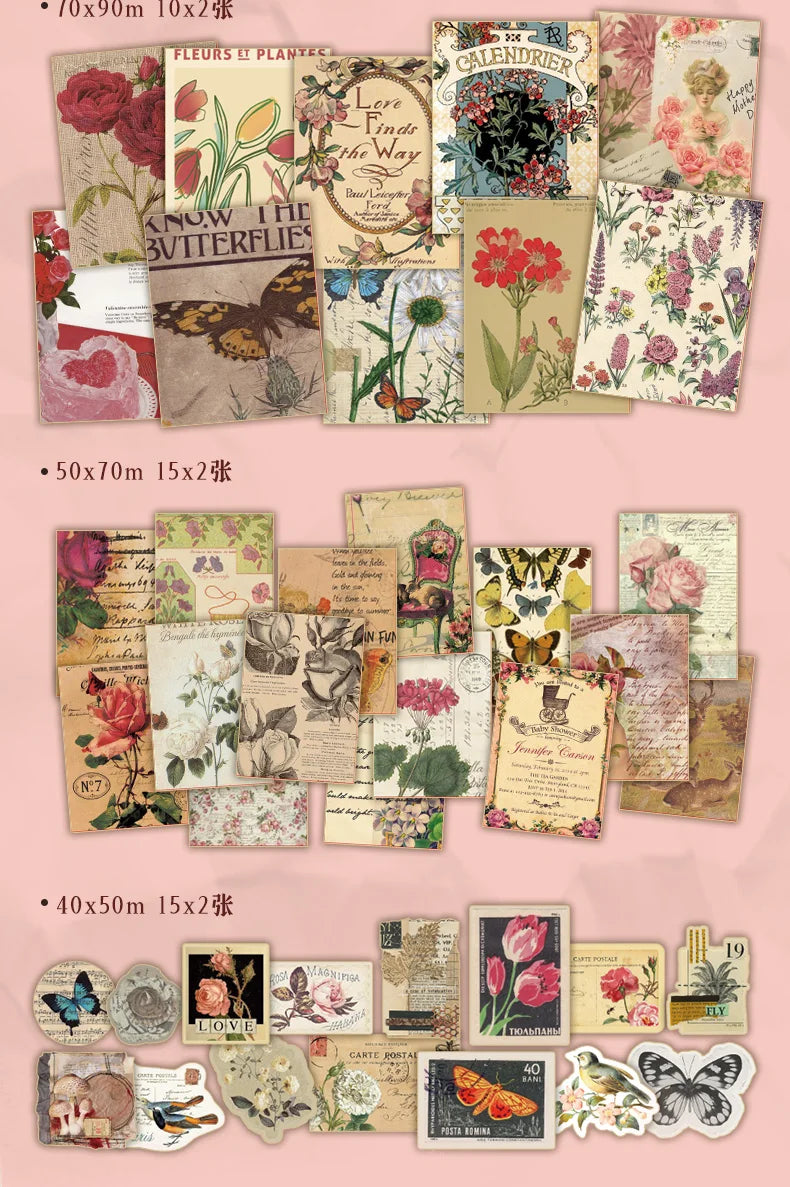 100 Sheets Vintage-Inspired Creative Scrapbook Paper for DIY Projects