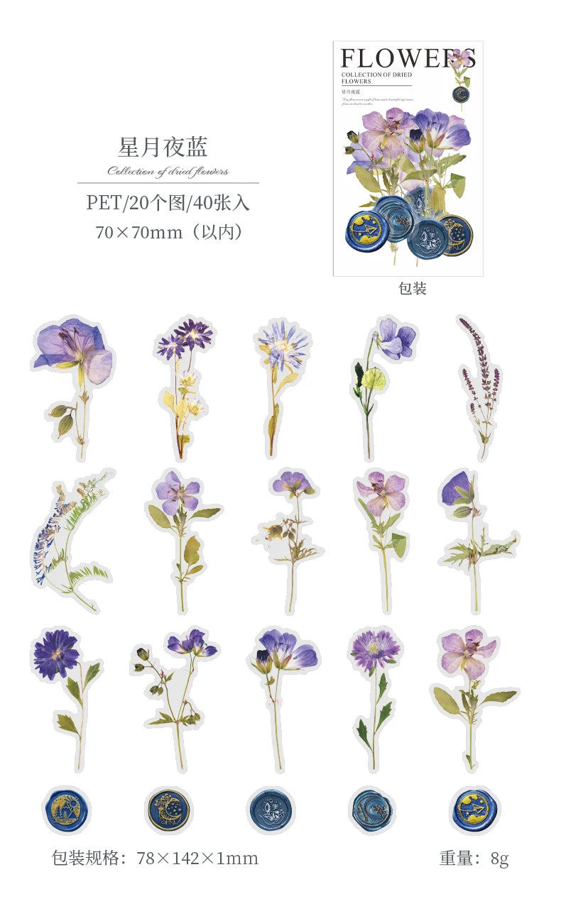40-Piece Floral Sticker Kit for Scrapbooking and DIY Crafts