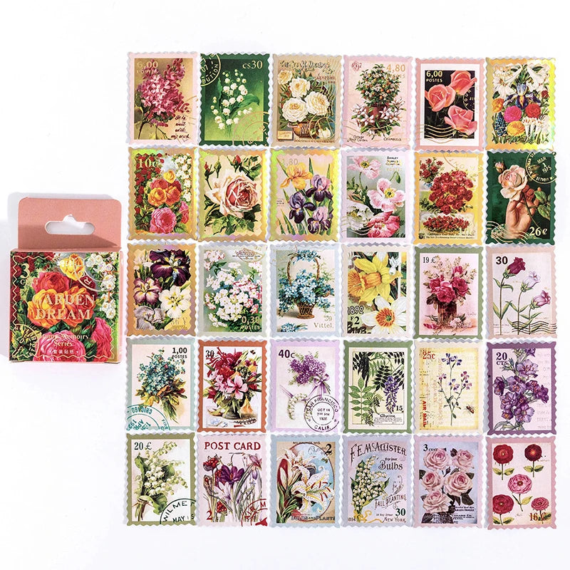 46-Piece Vintage Bronzing Stamp Stickers for Scrapbooking and Journaling