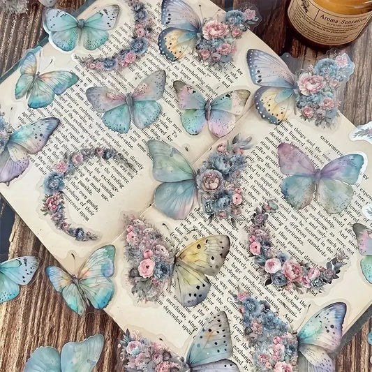 30-Piece Butterfly & Flower Decorative Stickers for Crafts & Journals