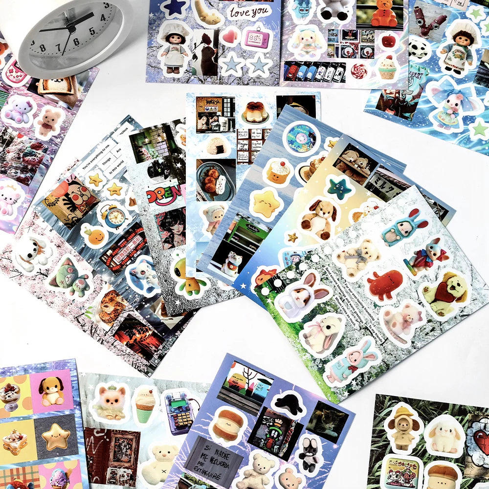 20-Piece Vintage Label PET Scenery Stickers for Scrapbooking & Crafts