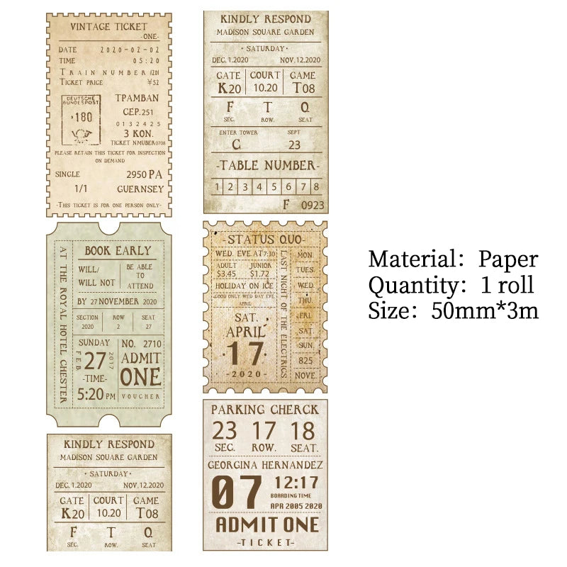 3m x 50mm Euro-American Vintage Washi Tape for Scrapbooking
