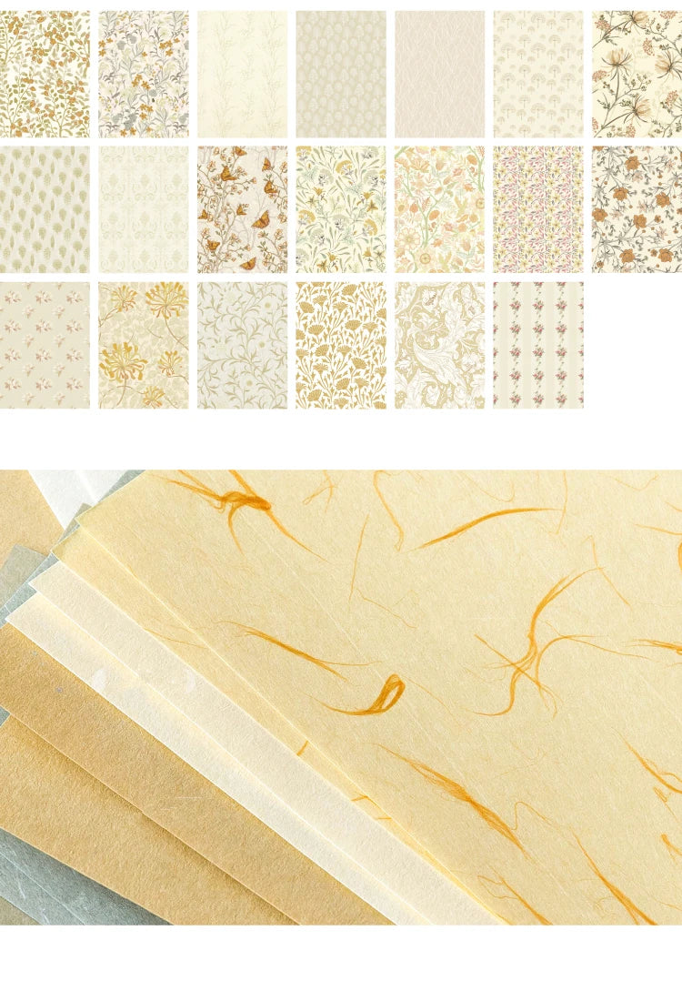 6-Style Vintage Plant Paper Set for Journaling & Scrapbooking Crafts