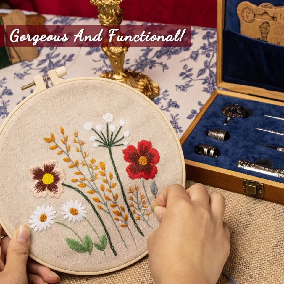 Vintage Sewing Kit – Embroidery Scissors, Threader & Needle Set