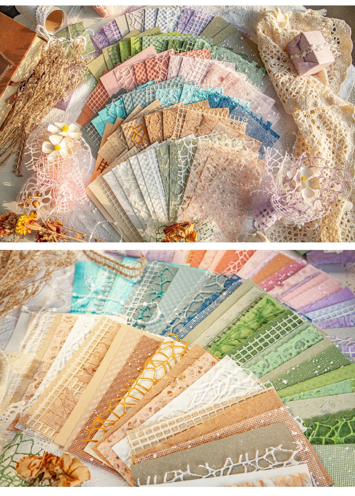 16-Piece Vintage Lace Paper Set for Scrapbooking and Journaling