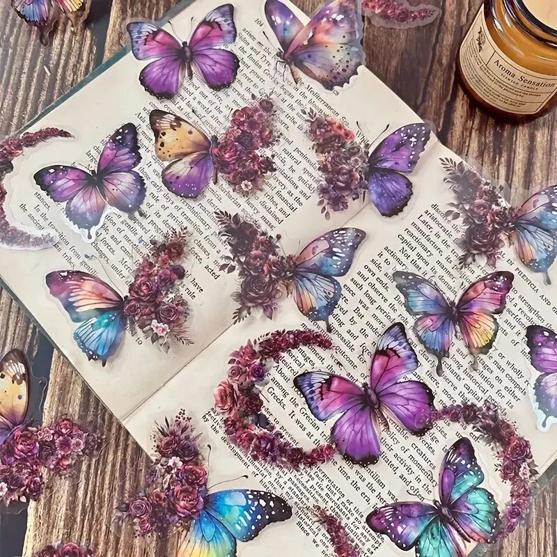 30-Piece Butterfly & Flower Decorative Stickers for Crafts & Journals