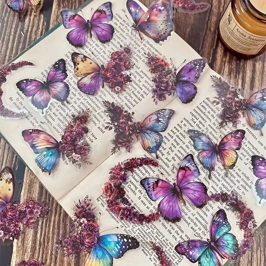 30-Piece Butterfly & Flower Decorative Stickers for Crafts & Journals
